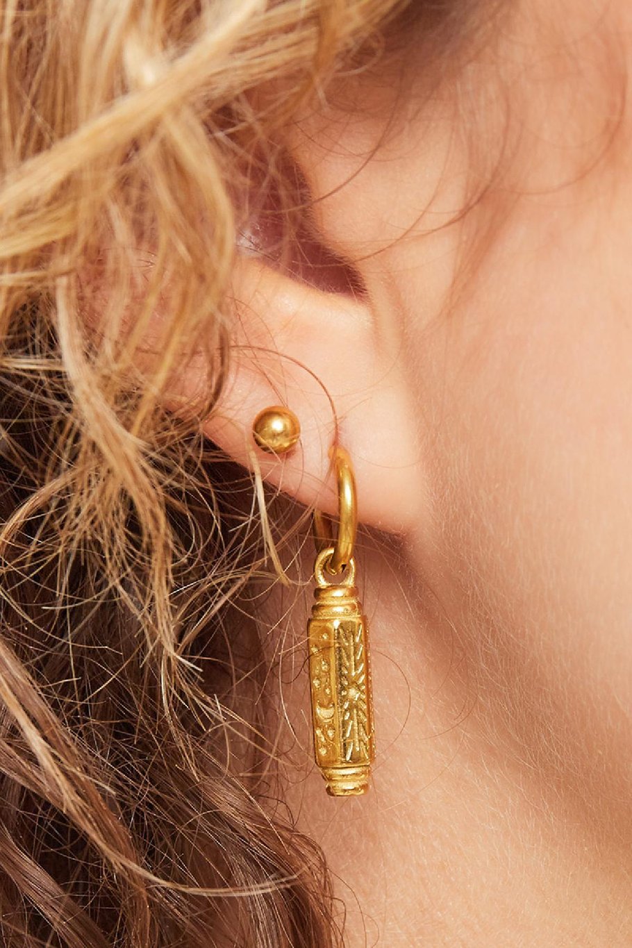 Boucles d'oreilles Happy Vibes Pendentif Couleur or Acier inoxydable Image2